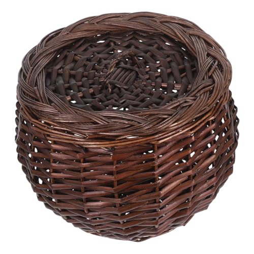 Ipetboom Wicker Aufbewahrungskorb mit Deckel Großer Geflochtener Vorratsbehälter für Eier Kartoffeln Obst Rustikaler Küchenorganizer aus Weide Vielseitiger Küchenkorb für Arbeitsplatten von Ipetboom