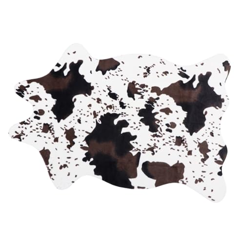 Ipetboom rutschfeste Imitation Kuhfell Teppichmatte mit Unregelmäßiger Form Waschbarer Faux Cowhide Bodenbelag für Wohnzimmer Schlafzimmer Kinderzimmer und Küche Modisches Vintage Animal von Ipetboom
