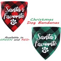 Rot Kariertes Weihnachts Hunde Bandana | Grün Kariertes Santa Es Lieblings Hunde Bandana Hundekleidung Hundehalskette Weihnachten von Ipetdesigns