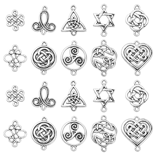 Ipotkitt 100 Stück 10 Stile keltischer Knoten Verbinder Charms Vintage Stil Trinity Knoten Triquetra-Glieder Charms zum Basteln Schmuckherstellung Zubehör von Ipotkitt