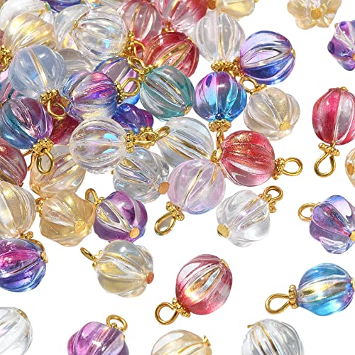 Ipotkitt 100 Stück gemischte Farben Glas Kürbis Charms Kristall niedliche Pflanze Kürbis Charms mit Antik-Stil Abstandshalter Perle für DIY Schmuckherstellung Handwerk von Ipotkitt