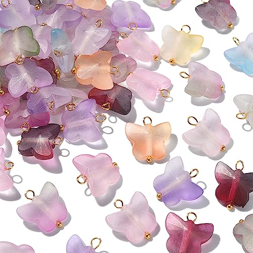 Ipotkitt 100 Stück mattierte, transparente Acryl-Schmetterlings-Charms, sprühlackiert, Acryl-Charms für Bastelarbeiten, Schmuck, Halskettenherstellung von Ipotkitt