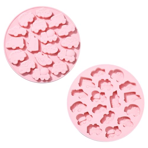 Ipotkitt 2 Stück rosa Silikon Auto Formen Fahrzeug geformte Silikon Schokoladenformen Backen Kuchen Formen für DIY Lustige Party Süßigkeiten Cookie Cupcake Dessert Herstellung von Ipotkitt