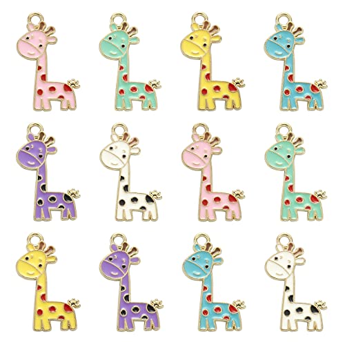 Ipotkitt 30 Stück 6 Farben Emaille Giraffe Charms Niedliche Cartoon Tier Charms Zoo Tier Giraffe Charms für DIY Ohrringe Schmuckherstellung Bastelbedarf von Ipotkitt