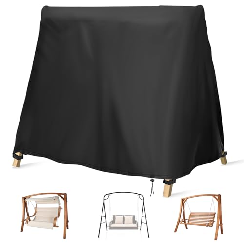 Iptienda Hollywoodschaukel Abdeckung, Abdeckung Hollywoodschaukel Wasserdicht, 420D Oxford Gewebe Abdeckplane Schutzhülle Hollywood schaukel für Hollywood Schaukel Holz UV Beständiges(213x160x178cm) von Iptienda