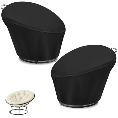 Iptienda Papasansessel Abdeckung 2 Stück,Gartenstühle Abdeckung Wasserdicht, Rattansessel Abdeckplane UV-Beständiges,500D Oxford Stuhlabdeckung,Loungesessel Abdeckplane für Gartenmöbel-119x89/46cm von Iptienda