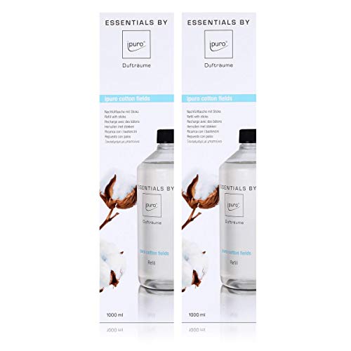 Essentails by Ipuro cotton fields Refill 1000ml Nachfüllflasche - Sanft, dezent und leicht pudrig mit einem Hauch von Vanille (2er Pack) von Ipuro