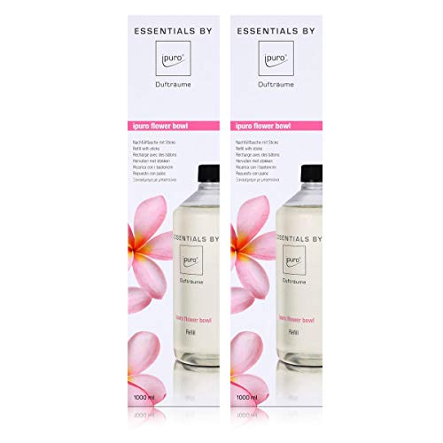 Essentails by Ipuro flower bowl Refill 1000ml Nachfüllflasche - Blumiger Note und belebende Frische (2er Pack) von Ipuro
