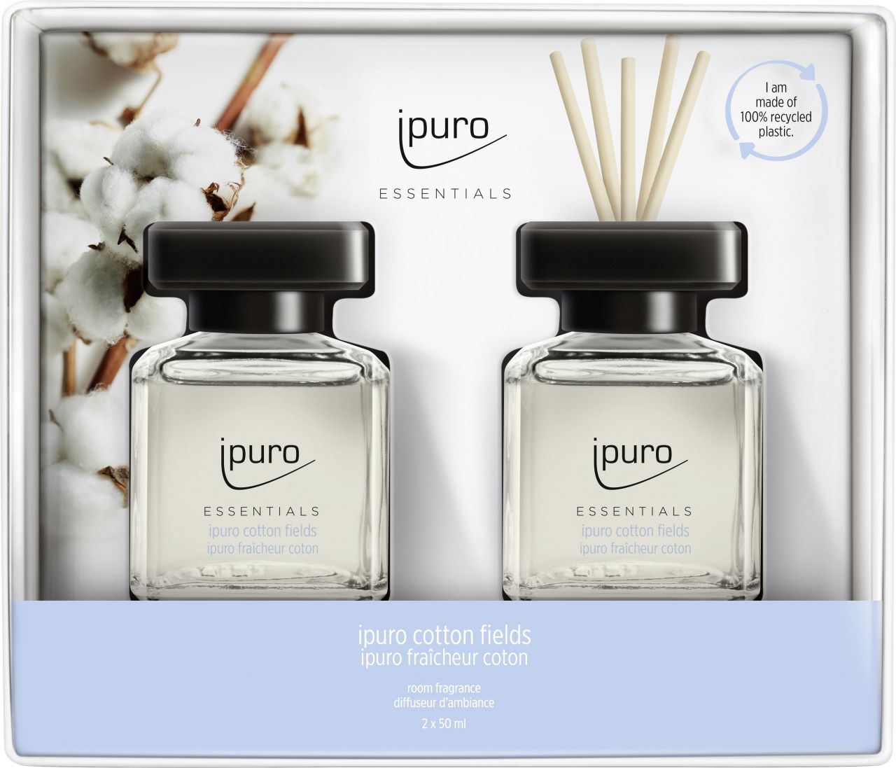 ipuro ESSENTIALS Raumduft Set Cotton Fields 2 x 50 ml von Ipuro