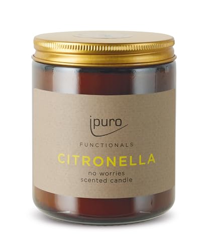 ipuro FUNCTIONALS Citronella Duftkerze im Glas - erfrischender Duft von Zitronengras, Zitrone & Verbene - Raumduftkerze, Kerze Insektenabwehr mit ätherischem Citronella-Öl für sorgenfreie Sommerabende von Ipuro