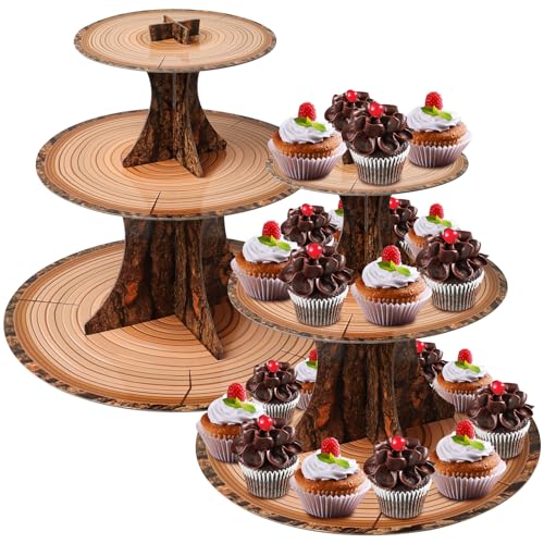 Ira Pollitt 2 Pcak 3 Tier Woodland Cupcake Ständer Holz Cupcake Ständer Turm Holz Geburtstag Party Supplies für Wald Geburtstag Party Decor Supplies von Ira Pollitt