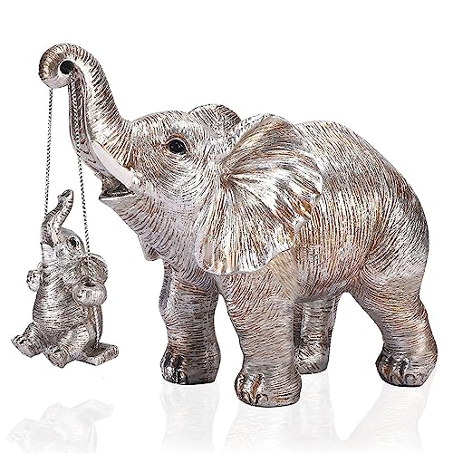 Irayin Elefanten Deko, Elefant Statue Figure, Mama Geschenk, Elefanten Skulptur bringt Glück, Gesundheit und Kraft, Dekoration für Wohnzimmer, Büro, Bücherregal, Schlafzimmer - Silber von Irayin