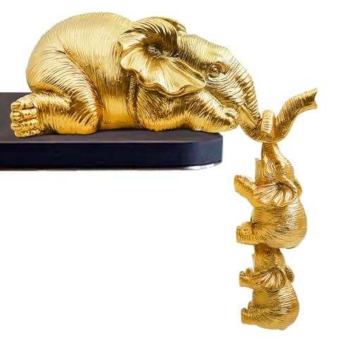 Irayin Elefanten Deko, Elefant Statue Figure, Mama Geschenk, Harz Figur Elefanten Mutter Hängen, Elefanten Dekoration für Wohnzimmer, Büro, Bücherregal, Schlafzimmer - Gold von Irayin