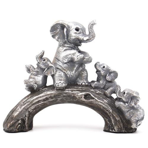 Irayin Elefanten Deko, Elefant Statue Figure, Skulptur als Deko Symbol für Freude in der Familie, Elefanten Dekoration für Büro, Wohnzimmer, Bücherregal, Schlafzimmer - Silber von Irayin