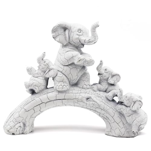 Irayin Elefanten Deko, Elefant Statue Figure, Skulptur als Deko Symbol für Freude in der Familie, Elefanten Dekoration für Büro, Wohnzimmer, Bücherregal, Schlafzimmer - Weiß von Irayin