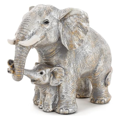 Irayin Elefanten Deko Figuren, Elefant Statue, Mama Geschenk, Elefanten Geschenke für Frauen, Dekoration für Wohnzimmer, Büro, Bücherregal, Schlafzimmer - Silber von Irayin