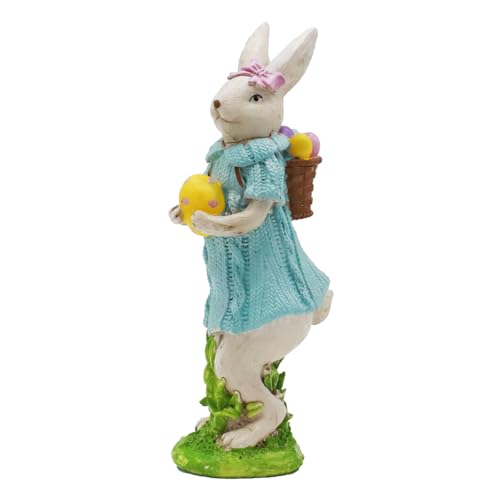 Irayin Osterhasen Deko Figuren, Osterdeko Draußen, Hasen-Dekoration, Hasenstatue aus Harz mit Bunten Eiern, Osterhasen Figuren für Garten, Wohnzimmer, Büro - Blau von Irayin