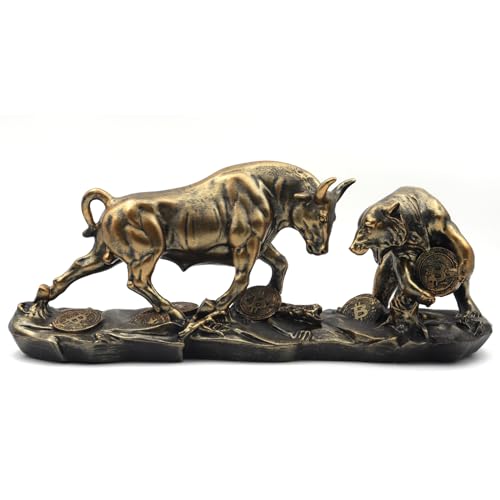 Irayin Wall Street Bulle Und Bär Statue Figuren, Bulle & Bear Deko 28cm, Abstrakte Figur-Bull Bear Fight Finanzmakler Geschenk, Dekoration für Wohnzimmer, Schlafzimmer, Büro(Schwarz) von Irayin