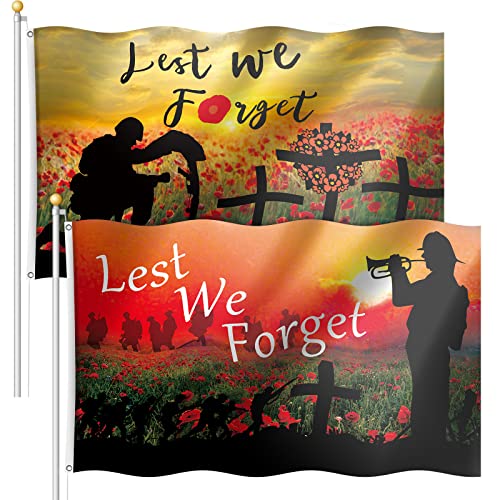 2 Stücke Lest We Forget Flagge Mohn Erinnerung Flagge Erinnerungstag Flagge Polyester Sonntag Mohn Flagge Doppelseitige Heavy Duty Flagge für Helden Moderierende Erinnerung von Irenare