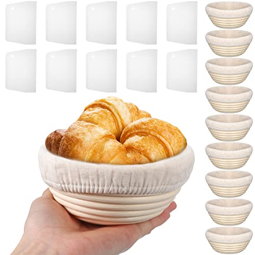 Irenare 10 Stück Brot-Banneton-Gärkörbe, rund, Teig, Sauerteig-Gärkörbe, Rattan, Bäckerei, Brotschüssel mit Einsatz und Schaber, Werkzeug-Set für Anfänger, Geschenke, professionelle Heimbäcker (12,7 Irenare 10 Stück Brot-Banneton-Gärkörbe, rund, Teig, Sauerteig-Gärkörbe, Rattan, Bäckerei, Brotschüssel mit Einsatz und Schaber, Werkzeug-Set für Anfänger, Geschenke, professionelle Heimbäcker (12,7 von Irenare