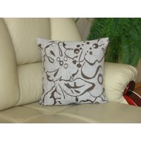 Elfenbein - Dunkelgrau Beige Dekorativ Samt Luxus Handarbeit Dekokissen Kissen Bezug 40 cm X | 16"X 16" von Irenaworks