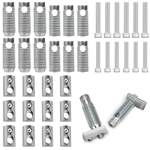 12 Sätze Automatikverbinder Formverbinder Nut Set, M5/M6 Schraubverbindern, Gewindemuffen, Gewinderohrverbinder, Pinball Nuss, Innensechskantschraube, Gewinderohr von Irenwarl