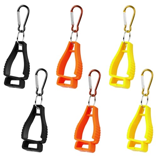 6stk Handschuh Clips Halter, Handschuhe Halter mit Karabinerhaken, Arbeitshandschuh Grabber Clip Halter, Handschuhhalter mit Karabiner, Handschuh Grabber Halter (Gelb, Schwarz, Orange) von Irenwarl