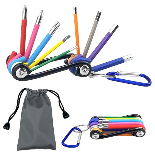 Irenwarl 9stk Faltbares Innensechskant Schlüssel Set, Profi Innensechskantschlüssel Set, Klappbarer Sechskantschlüssel Set Pocketschlüsselsatz, für DIY, mit Aufbewahrungstasche von Irenwarl