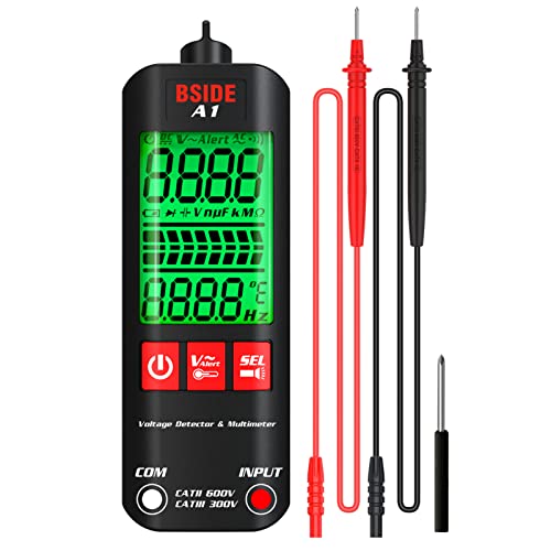 A1 Mini-Multimeter, LCD-Digitaltester, Spannungsprüfer, 2000 Zählwerte, Gleich-/Wechselspannung, Frequenz, Widerstand, NCV, Durchgang, Live-Draht, Neutralleiter, Echteffektivwert-Meter von Irfora