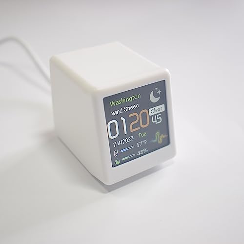 Buntes OLED-Multifunktions-Informationsdisplay, WiFi, Smart-Desk, DIY, kreative Uhr, Wetterstation, kabelloses Innen- und Außenthermometer, Hygrometer von Irfora