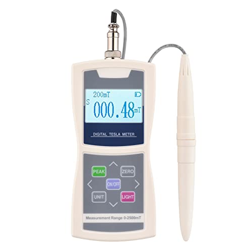 Digitales Tesla-Meter Gaussmeter Auto Range 200mT/ 2000mT Hochpräzises Magnetfeld-Testgerät für empfindliche Oberflächen mit standardmäßiger radialer Hallsonden-Kunststoffbox von Irfora