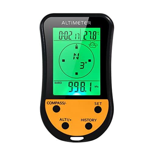 Elektronischer digitaler Höhenmesser 8 in 1 Multifunktions-LCD-Hintergrundbeleuchtung Mini-Höhenmesser Barometer Kompass Thermometer Wettervorhersage Uhr Kalender für Outdoor Klettern Wandern Angeln von Irfora