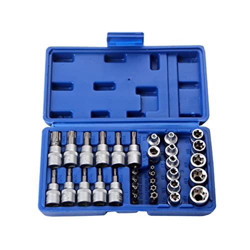 Irfora 34-teiliges E-Torx-Steckschlüssel-Bit-Set, männlich, weiblich, E-Torx-Bits, 3/8 Zoll, 5/16 Zoll, Antriebssatz mit Aufbewahrungsbox von Irfora