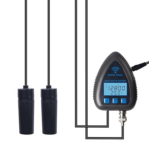 Irfora 9953W Bluetooth WiFi Digitaler Wasserqualitätstester Mini 5 in 1 Wasseranalysator PH/EC/SALZ/SG/Temperatur APP Fernüberwachung Alarmbenachricgung für Trinkwasseraquarium Hydrokulturlabor von Irfora