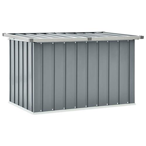 Irfora Auflagenbox Wasserdicht Groß Gartenbox Metall Kissenbox Aufbewahrungsbox Garten Gartentruhe Werkzeugkasten Gerätebox für Indoor und Outdoor, Verzinkter Stahl Grau 109x67x65 cm von Irfora