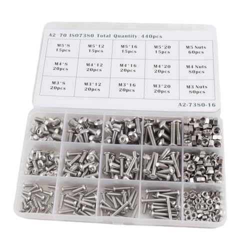 Irfora Edelstahlschrauben Muttern Schrauben Set, 440pcs Kit Sortiment M3 M4 M5 für Maschinenmöbel -Auto Reparatur, Leicht zu Tragen und Langlebig Irfora Edelstahlschrauben Muttern Schrauben Set, 440pcs Kit Sortiment M3 M4 M5 für Maschinenmöbel -Auto Reparatur, Leicht zu Tragen und Langlebig von Irfora