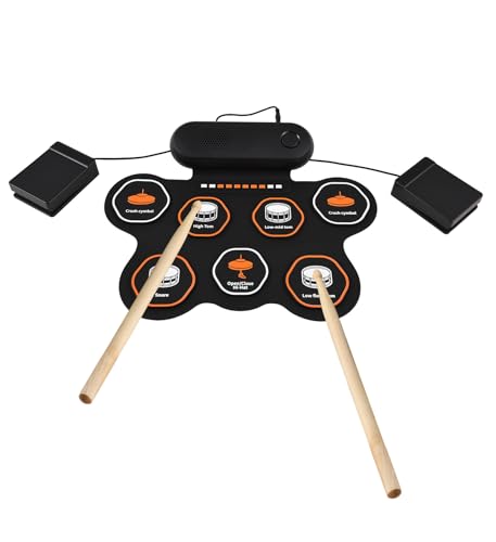 Irfora Elektronischer Drum -Set mit 3W -Lautsprecher Handroll Drum Set 7 Pads Unterstützt Verschiedene Audioeingang 3 Styles 10 Rhythmen 10 Demo Songs Übung Pad Kit mit Drumsticks Fußpedal Irfora Elektronischer Drum -Set mit 3W -Lautsprecher Handroll Drum Set 7 Pads Unterstützt Verschiedene Audioeingang 3 Styles 10 Rhythmen 10 Demo Songs Übung Pad Kit mit Drumsticks Fußpedal von Irfora
