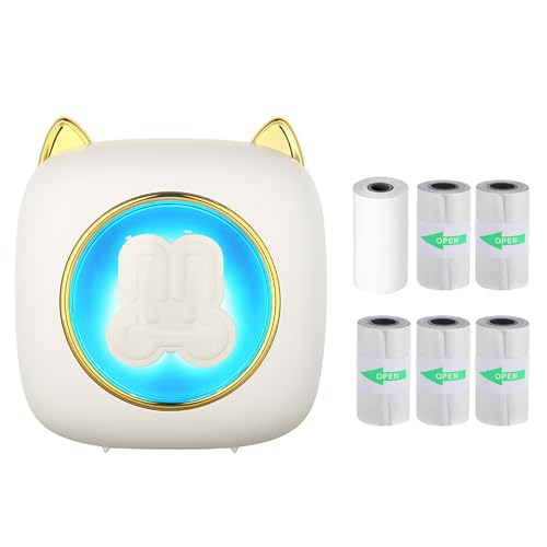 Irfora Mini -Taschendrucker Tragbarer Thermaldrucker Wireless BT -Anschluss 203DPI für Bildetikett Hand Craft List Meno Notes Journal Quittungspapier Aufkleber mit 6 Roll (2-3) von Irfora