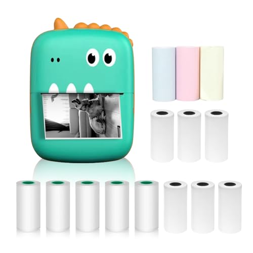 Irfora Mini -Thermaldrucker Multifunktion Tragbarer Aufkleberhersteller Photo Inkless Druckunterstützung BT -Verbindung für Smartphones mit 11 Papierrollen 57 Mm Kompatibel mit IOS (7) von Irfora