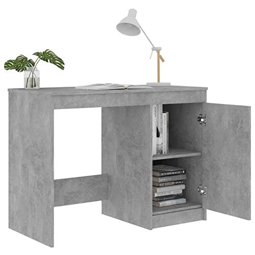 Irfora Schreibtisch 100cm Computertisch mit Schrank Bürotisch PC Tisch Officetisch Arbeitstisch Gaming Tisch Desk Laptoptisch Büromöbel, Betongrau 100×50×76 cm von Irfora