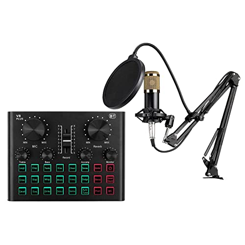Irfora Sound Card & Microfon Set V8 Plus Soundcard BM800 Kondensatormikrofon für Live -Rundfunkaufnahmen Karaoke von Irfora