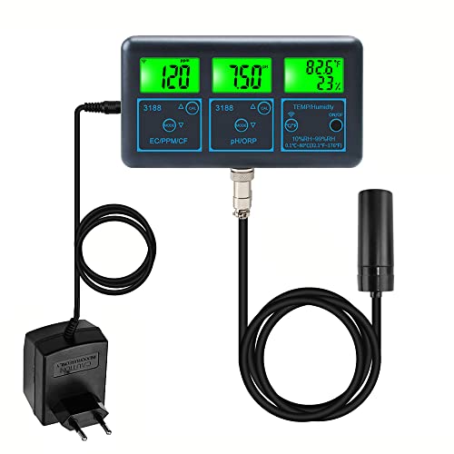 Irfora WiFi 7in1 Wasserqualitätstester Multiparameter-Wasseranalysator Digitalanzeige PH/ORP/EC/PPM/CF/Feucgkeits-/Temperaturüberwachungsmessgerät für Trinkwasseraquarium Aquakultur Schwimmbad von Irfora