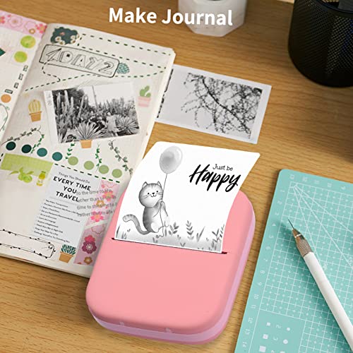 Irfora X1 Tragbarer Mini -Taschendrucker 80mm BT Wireless Thermischem Fotodrucker 300DPI Bild Memo Notizen Listen Listen Quittungspapier Drucker Aufkleber Tintenless Druck Kompatibel mit (Rosa) von Irfora