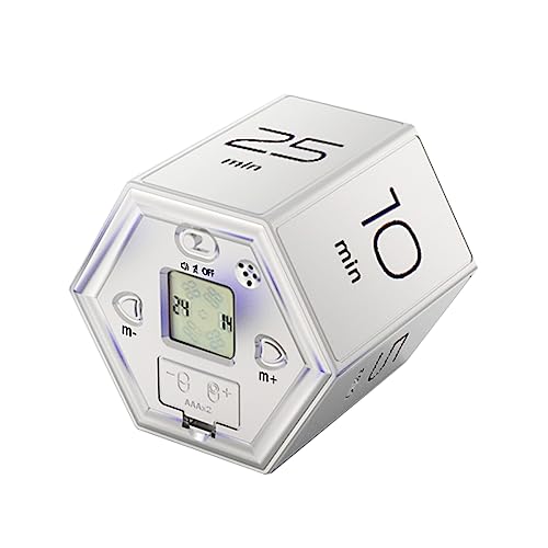Irfora Sechseckiger Digitaluhr-Timer, magnetischer Würfel-Timer, Küche, sechseckiger Flip-Timer zum Lernen, Kochen, Trainieren, einfach zu bedienender magnetischer Flip-Fokus-Timer von Irfora