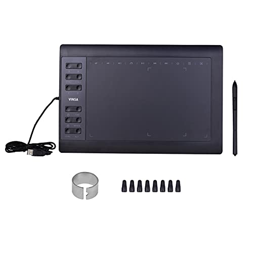 Tavoletta Grafica professionale da 10x6 pollici 12 tasti Express Con 8192 livelli Batteria Senza stilo/Pennini da 8 pezzi/Supporto per Clip per Penna Connessione PC/Lap Compatibile Con von Irfora