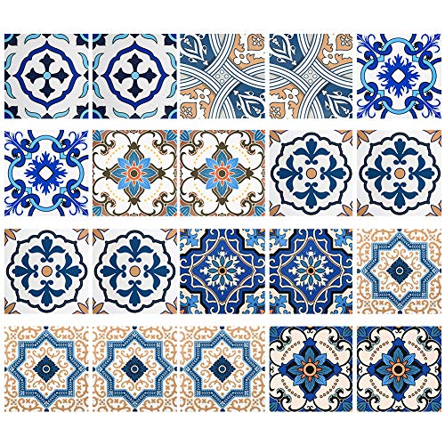 Irich 20 Stück 20x20 cm PVC Fliesenaufkleber, Selbstklebende Fliesenaufkleber Badezimmer, Gefrostete Schutzfolie, Wasserdicht & Leicht zu reinigen, für Küche Bad Wände Badezimmer - Blaue Blume Irich 20 Stück 20x20 cm PVC Fliesenaufkleber, Selbstklebende Fliesenaufkleber Badezimmer, Gefrostete Schutzfolie, Wasserdicht & Leicht zu reinigen, für Küche Bad Wände Badezimmer - Blaue Blume von Irich