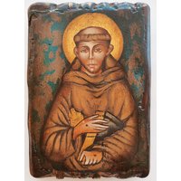 Heilige Ikone St. Franz Von Assisi Handbemalt Auf Antikem Holz Heilige Ikone St. Franz Von Assisi Handbemalt Auf Antikem Holz von IridiumStore