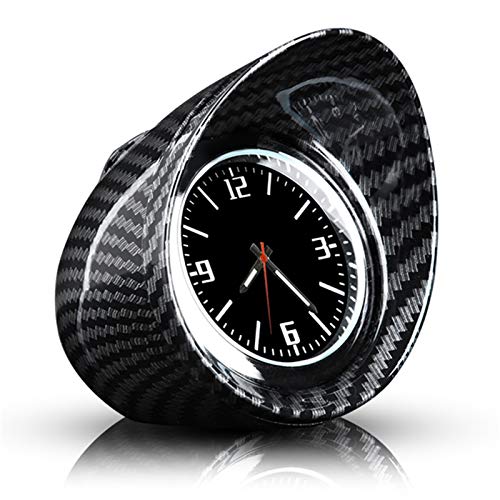 Auto Quarz Uhr Interior Kohlefaser Armaturenbrett Runde Quarzuhr Fahrzeug Clock Universal Zeit Datum Display Dekoration von Iriisy