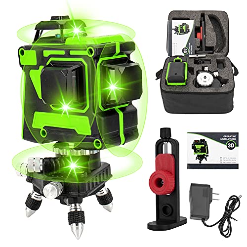 Iriisy Kreuzlinienlaser 360,Kreuzlaser Baulaser Linienlaser, Selbstnivellierender 360 Laser Level 12 Linien 3x360° Horizontale und vertikale Kreuzlinienlasergeneratoren mit 2 Batterien von Iriisy