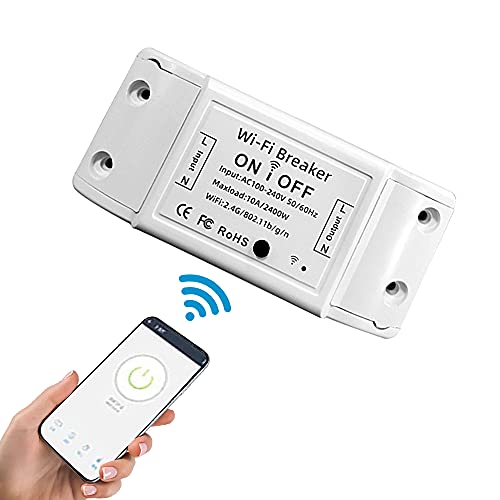 Iriisy Smart Switch Wifi 10A Intelligenter Schalter Relais funktioniert mit Alexa, Google Home, IFTTT Smartphone Android iOS, Fernbedienung und Sprachsteuerung, Timer-Funktion von Iriisy